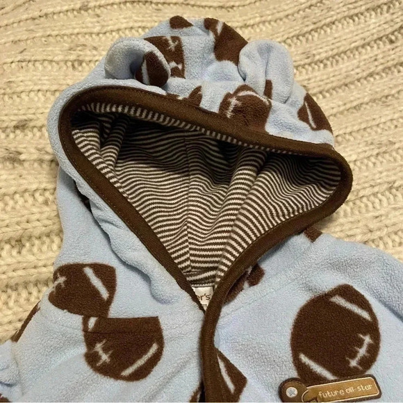 Carter’s 18-24 months blue fleece football hoodie with buttons - Picture 3 of 5